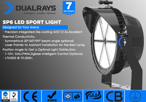 6500K 150LPW Led chống thấm sân tennis Đèn lũ cho các khu vực cơ sở vật chất