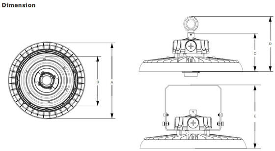 IP65 HB3H UFO LED High Bay Light 100W/150W/200W Đèn chiếu sáng xưởng kho nhôm có thể điều chỉnh độ sáng có thể chuyển đổi