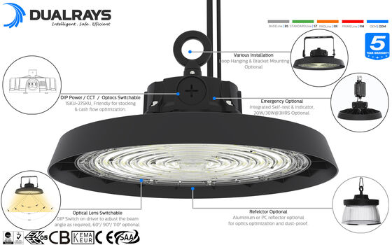 150W HB3 Eco tích hợp trình điều khiển Đèn LED UFO phiên bản mỏng với 1-10V KNX Dimming