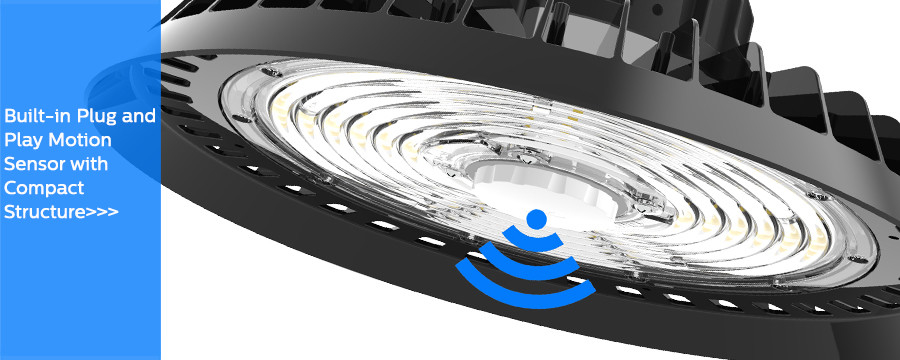 Bảo hành miễn phí 5 năm 200 W UFO LED High Bay Light CE CB SAA TUV GS với cảm biến ánh sáng ban ngày cho nhà kho và nhà xưởng
