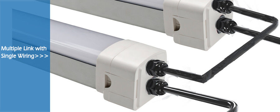 Dây đơn hoặc đôi có thể liên kết IP65 Bãi đậu xe ngầm không thấm nước Ánh sáng 5ft 60W LED Tri Proof Light Fixture