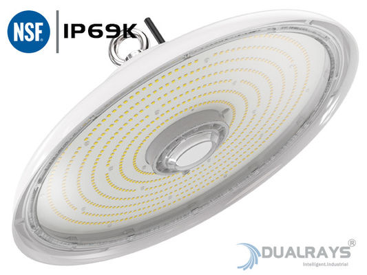 Vỏ màu trắng mạnh mẽ 100W UFO LED High Bay Light IP69K IK10 140LPW Công nghiệp thực phẩm