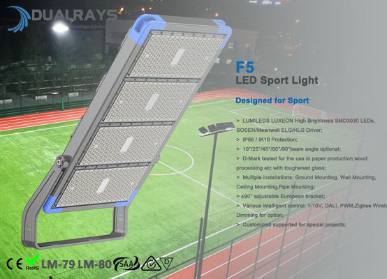 Độ sáng cao 500W IP66 Chiếu sáng khu vực sân thể thao ngoài trời Ánh sáng đèn pha LED cao